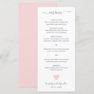 Menú Boda de Corazón Rosa Lindo