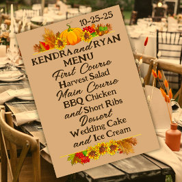 Menú Boda de cosecha de otoño de agricultores