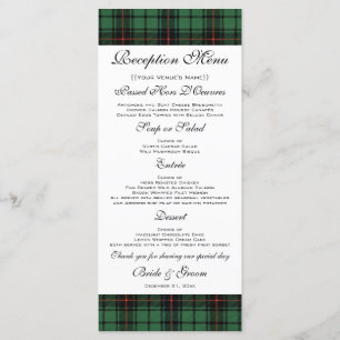 Menú Boda de cosecha, patrón moderno de Tartán Davidson