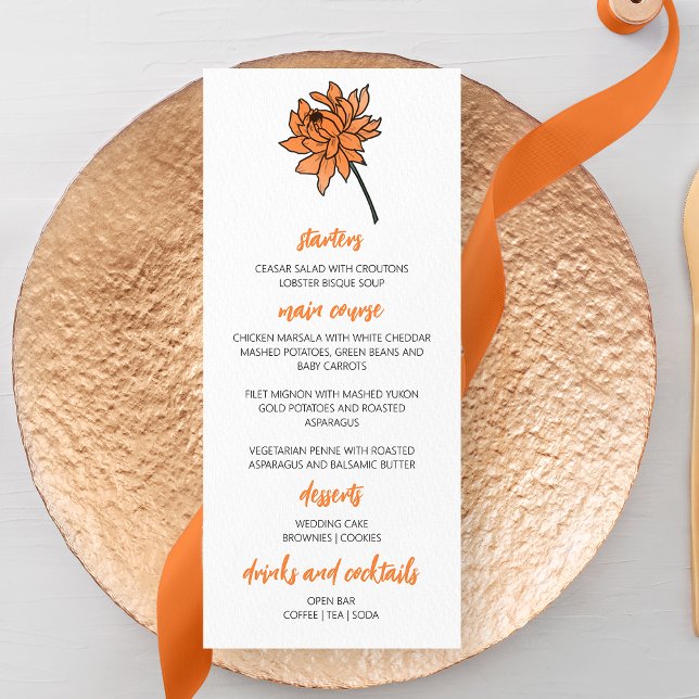 Menú Boda de crisantemo minimalista (Subido por el creador)