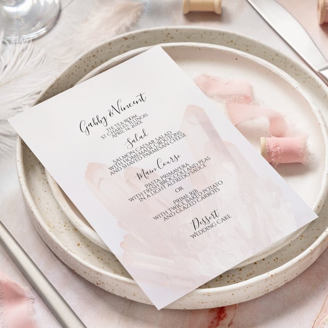 Menú Boda de cristales rosas Rubor ligeros (Subido por el creador)