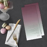 Menú Boda de degradado de ánimo Borgoña Mist ID741<br><div class="desc">El fondo de las piezas de este minimalista conjunto boda es un gradiente de colores llamativo, desde el burdeos oscuro hasta el verde sabio suave y el blanco. La carta del menú boda que se muestra aquí presenta un diseño elegante y moderno y una fuente sans serif contemporánea para añadir...</div>
