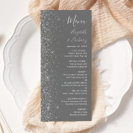 Menú Boda de destellos de plata gris moderno