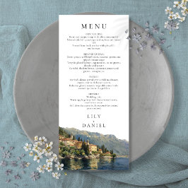 Menú Boda de destino de Watercolor Lake Como Italia