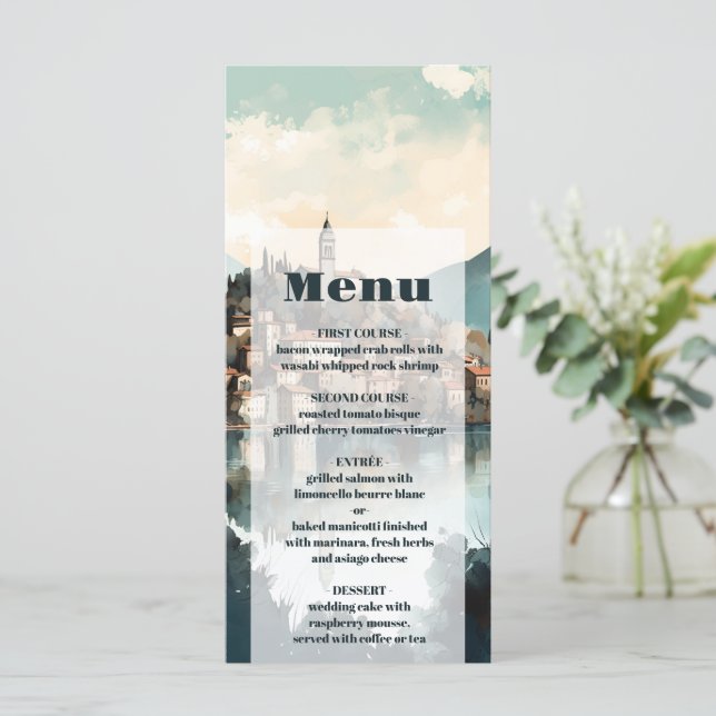 Menú Boda de destino del lago Como de Italia (Anverso de pie)