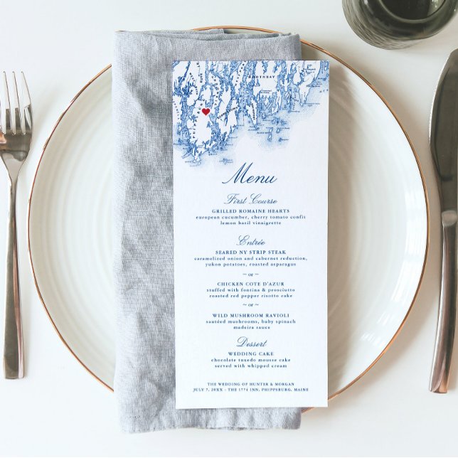 Menú Boda de Destino Principal de Filipinas (This Phippsburg Maine map menu is perfect for your 1774 Inn destination wedding)