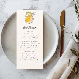 Menú Boda de dibujo de línea moderna de cítricos L