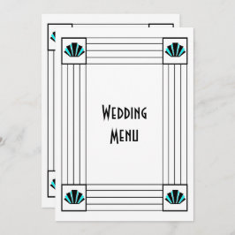 Menú Boda de diseño Art Deco Azul