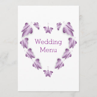 Menú Boda de diseño de mariposas moradas