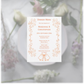 Menú Boda de diseño de pergaminos de pergamino