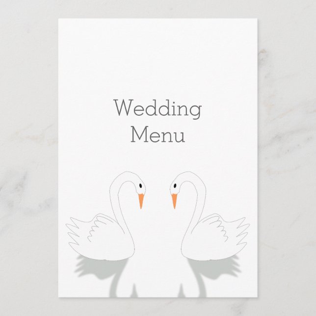Menú Boda de diseño de Swans (Anverso)