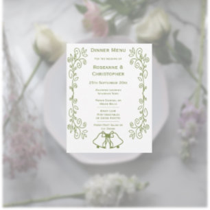 Menú Boda de diseño del trabajo de desplazamiento de la