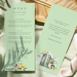 Menú Boda de Doble Cara de Acuarela de Cítricos Pastel