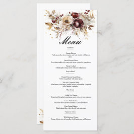 Menú boda de doble cara de peonías de Borgoña