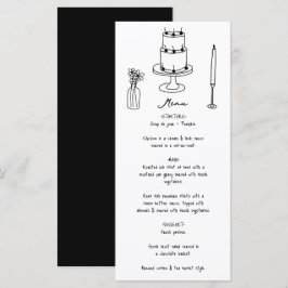 Menú Boda de Doodles de Ilustraciones negros dibujados