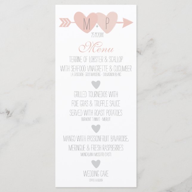 Menú Boda de dos corazones (Anverso)