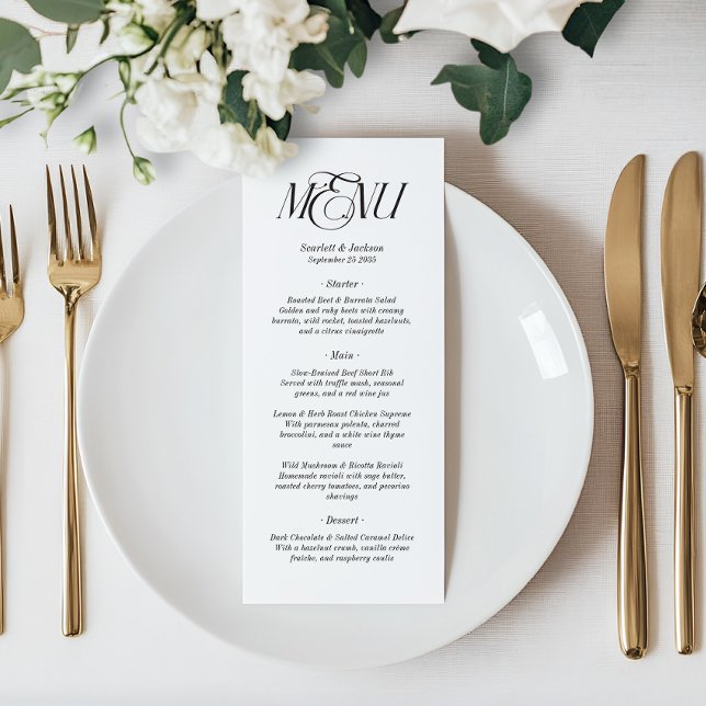 Menú Boda de escritura elegante y moderna de caligrafía (Subido por el creador)