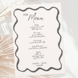 Menú Boda de escritura manual de moda retro Wavy Squigg