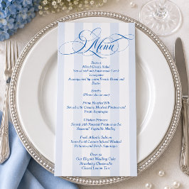 Menú Boda de escritura simple elegante azul