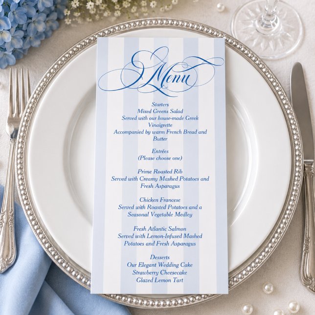 Menú Boda de escritura simple elegante azul (Subido por el creador)