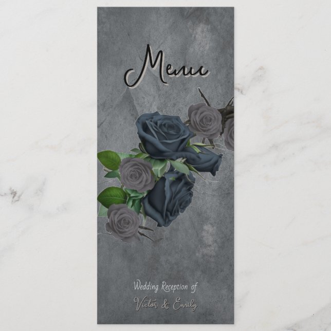 Menú Boda de estilo gótico floral oscuro (Anverso)