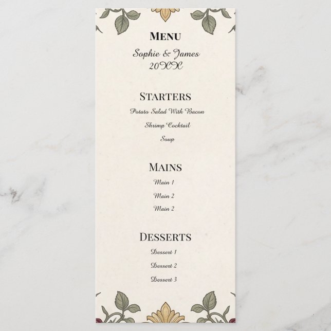 Menú Boda de eucalipto de jardín (Anverso)