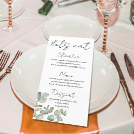 Menú Boda de eucalipto verde sabio rústico