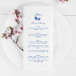 Menú Boda de flor caprichosa de mano azul<br><div class="desc">Menú Boda de flor caprichoso de mano azul</div>