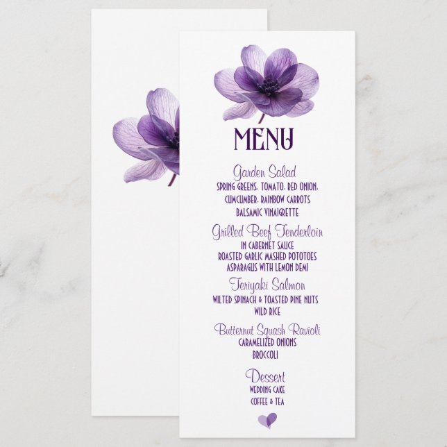 Menú Boda de Flor Morado Gorgoso (Anverso / Reverso)