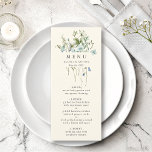 Menú Boda de Flor salvaje marfil elegante<br><div class="desc">Este elegante menú de bodas cuenta con hermosas acuarelas pintadas a mano y decoradas como un ramo,  perfecto para bodas de primavera,  verano o otoño. Para una personalización más avanzada de este diseño,  haga clic en el BOTÓN HERRAMIENTA DE DISEÑO AZUL de arriba. También están disponibles los elementos coincidentes.</div>