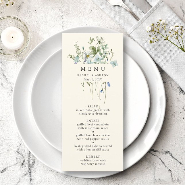 Menú Boda de Flor salvaje marfil elegante (Subido por el creador)