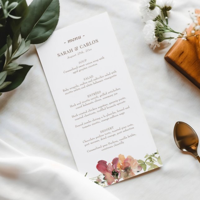 Menú Boda de Flor Silvestre Floral de otoño (Subido por el creador)