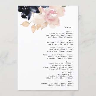 Menú Boda de Floración de la Marina de Acuarela Románti