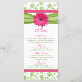 Menú Boda de floral verde rosa Gerbera Daisy