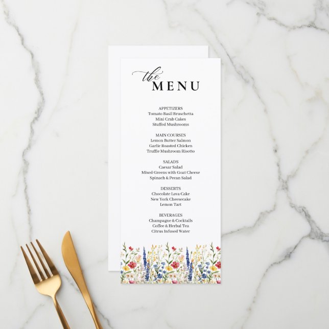 Menú Boda de florero clásico elegante (Anverso/Reverso In Situ)