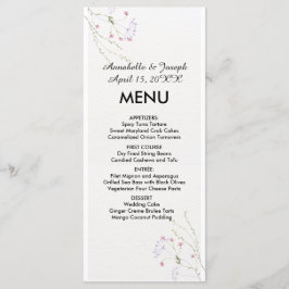 Menú Boda de flores acuarela minimalista blanca