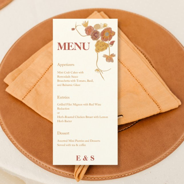 Menú boda de flores acuarela otoño (Subido por el creador)