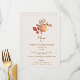 Menú Boda de flores boho de otoño rústico moderno