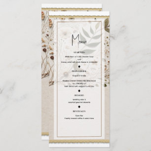 Menú Boda de flores botánicas de belleza natural