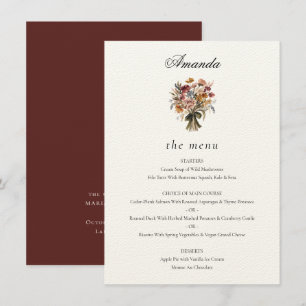 Menú Boda de Flores de Caída de Nombre de Invitado Pers