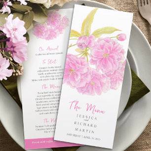 Menú boda de flores de dos flores rosadas