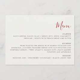 Menú Boda de flores de fresa silvestres de dulce rojo