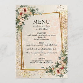 Menú Boda de flores de jardín elegante de lujo