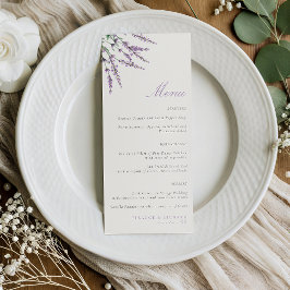 Menú Boda de flores de lila minimalista