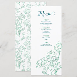 Menú Boda de flores de peones de mano verde