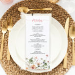 Menú Boda de flores rosadas de flores silvestres ducha<br><div class="desc">Este hermoso menú es perfecto para su próximo evento! Edite fácilmente los elementos del menú y muestre este hermoso diseño en cada plato! Vea toda la colección de Flores silvestres para ver más artículos que coincidan.</div>