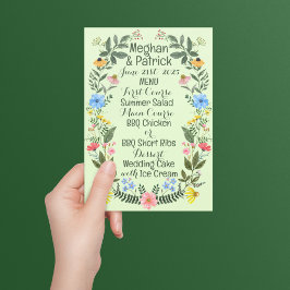 Menú Boda de flores silvestres coloridas