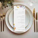 Menú Boda de flores silvestres de época<br><div class="desc">Presentamos nuestra exquisita carta de menú boda con un minimalista diseño de flores silvestres de color. El bonito diseño de flores silvestres le da un toque de elegancia y capricho a su día especial, mientras que el estilo minimalista mantiene el foco en su deliciosa carta. El diseño cuenta con una...</div>
