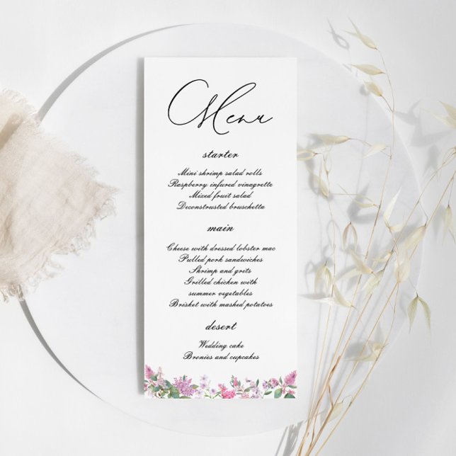 Menú Boda de Flores Silvestres Lilac Moderno (Subido por el creador)