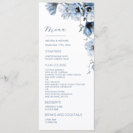 Menú Boda de flores transparentes azules